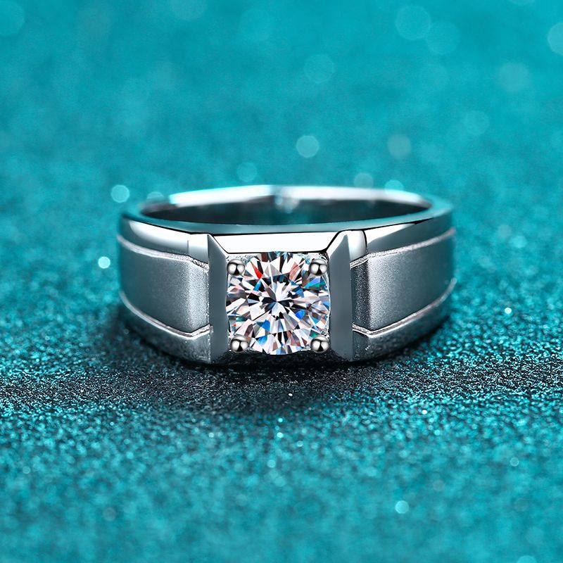 Custom 0.5 Carat Moissanite Frosted Ring for Men