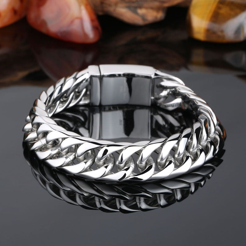 Custom Engravable Mens Thick Chain Bracelet 22cm