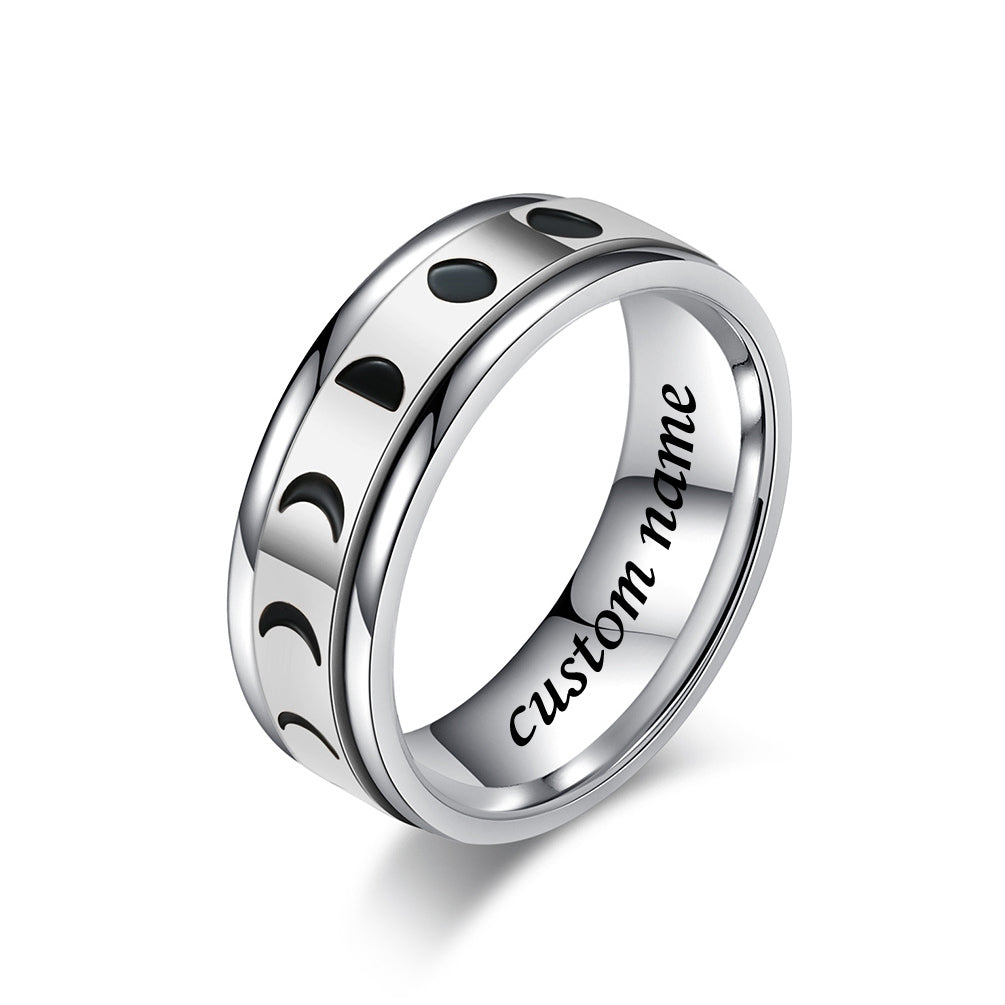 Engraved Solar Eclipse Fidget Ring for Men