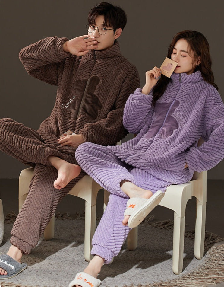 Matching Flannel Couples Pajamas Winter Set