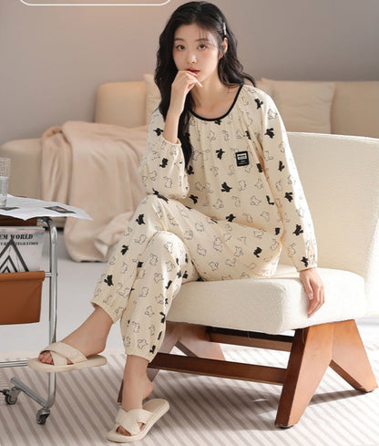 Cute Rabbit Women's Sleepwear Set - 100% Cotton