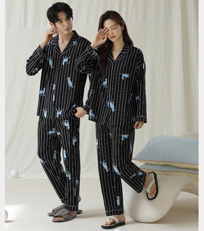 Cat Pattern Matching Couples Pajamas - Premium Cotton