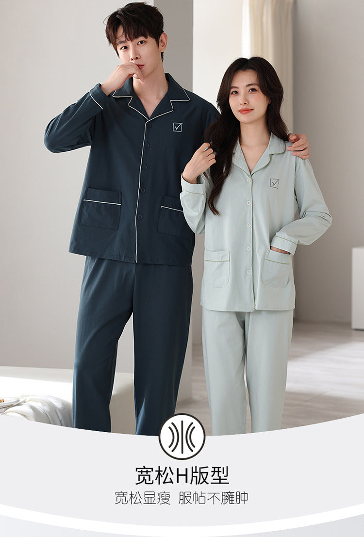 Long Sleeves Comfortable Matching Sleepwear Set 100% Cotton