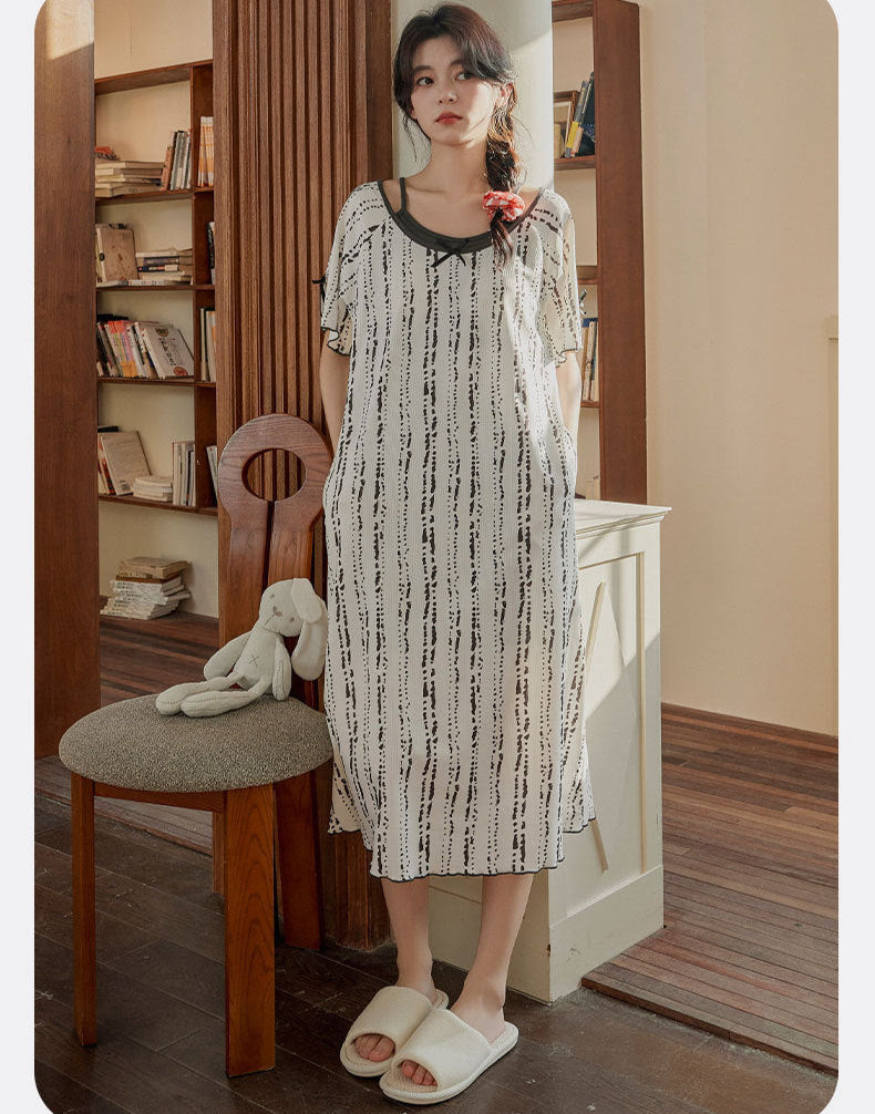 2-Piece Breast Pad Nightgown Set Organic Cotton