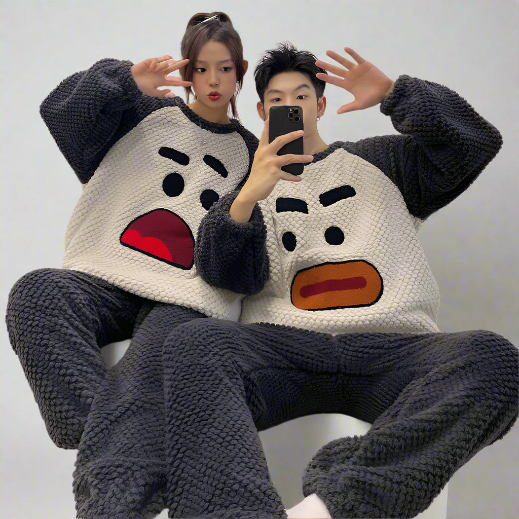 Matching Warm Sleepwear Pajamas Set for Couples