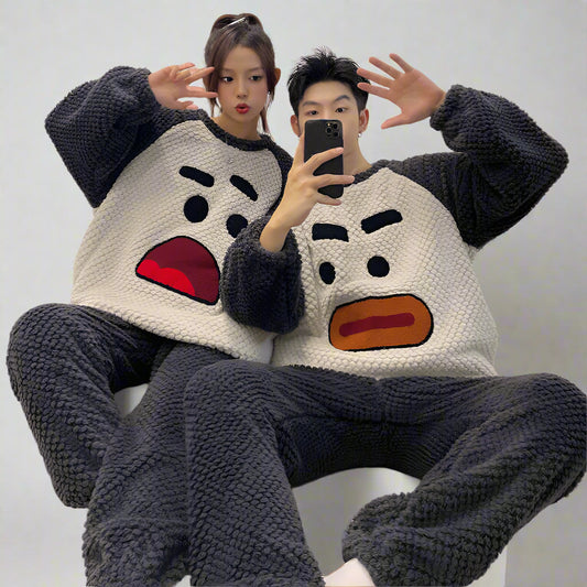 Matching Warm Sleepwear Pajamas Set for Couples