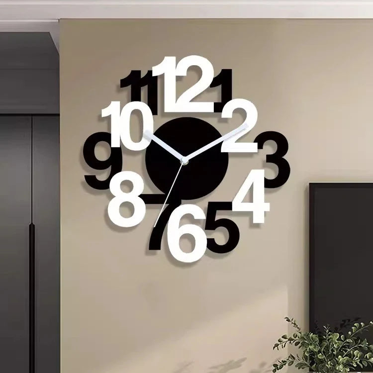 Creative Numbers Silent Wall Clock — 12" Layered Acrylic