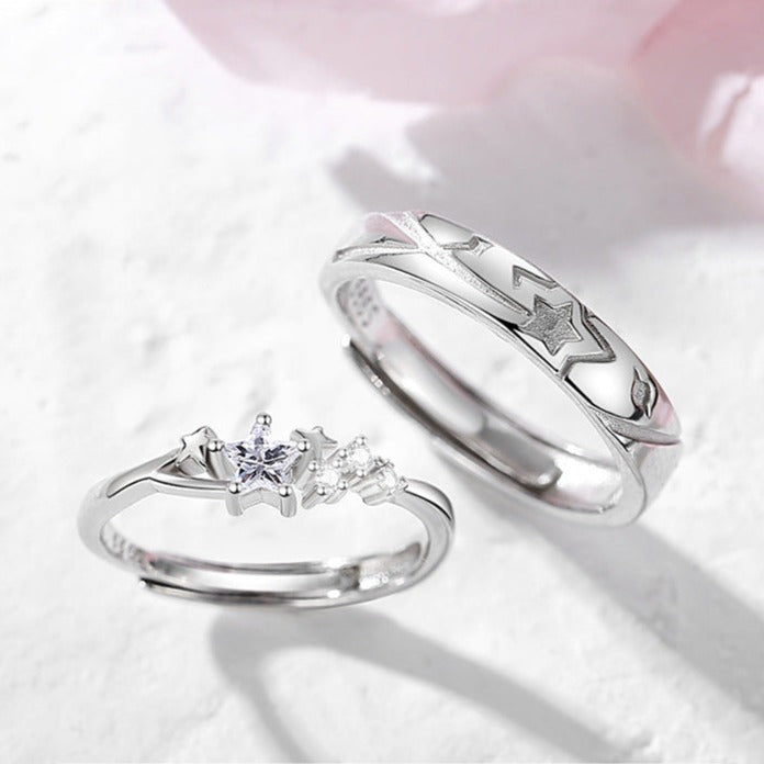 Stars Matching Rings Set for Two - Adjustable Size