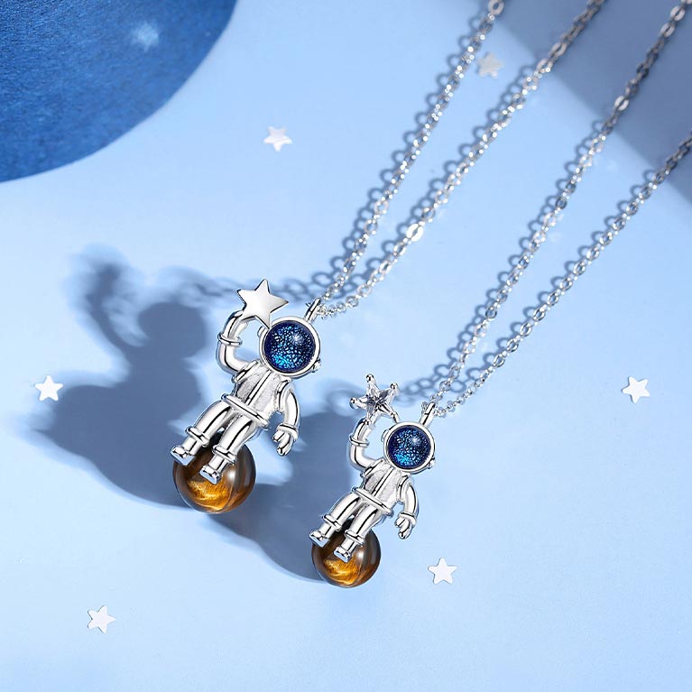 Astronomy Theme Couple Necklaces Set for 2