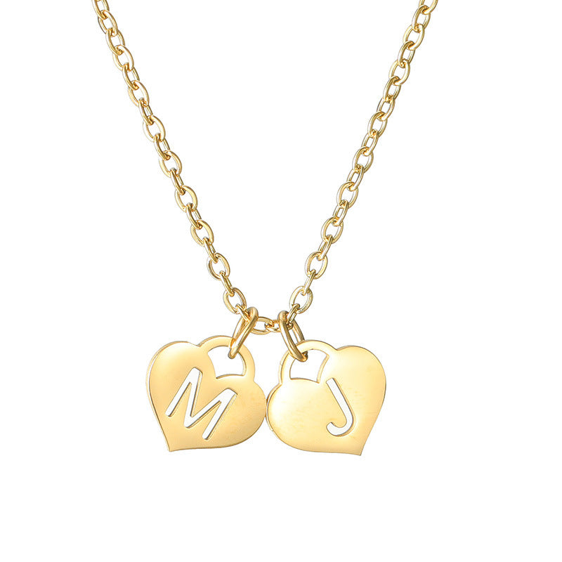 Lock Two Name Initials Necklace