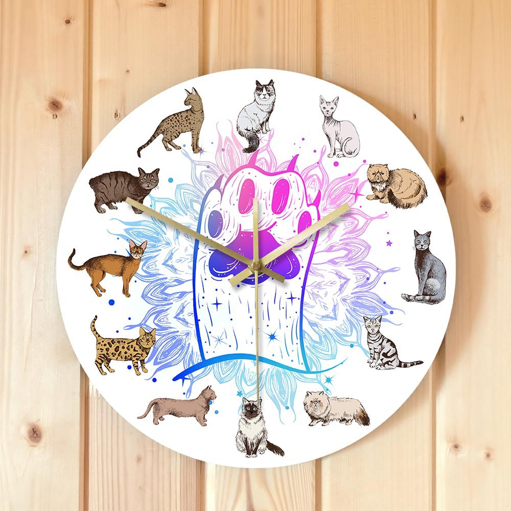 Wall Deco Silent Clock Gift for Cat Lovers