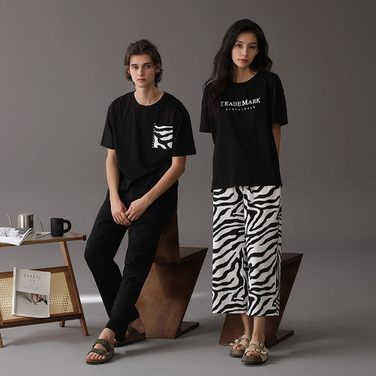 Zebra Pattern Matching Pajamas Set for Couples