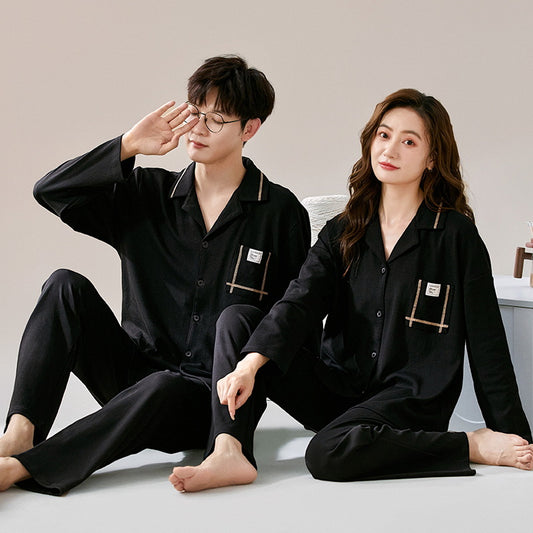 Couples Matching Black PJs Nightwear Pajamas Set