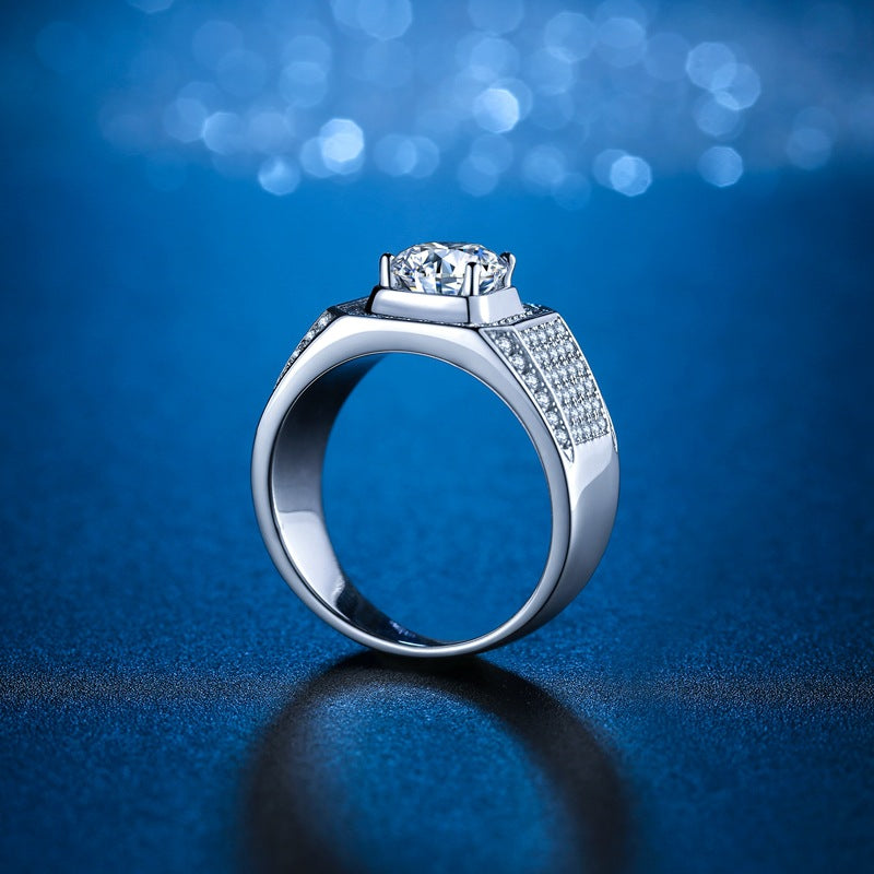 2 Ct Moissanite Mens Ring (Custom Engravable)