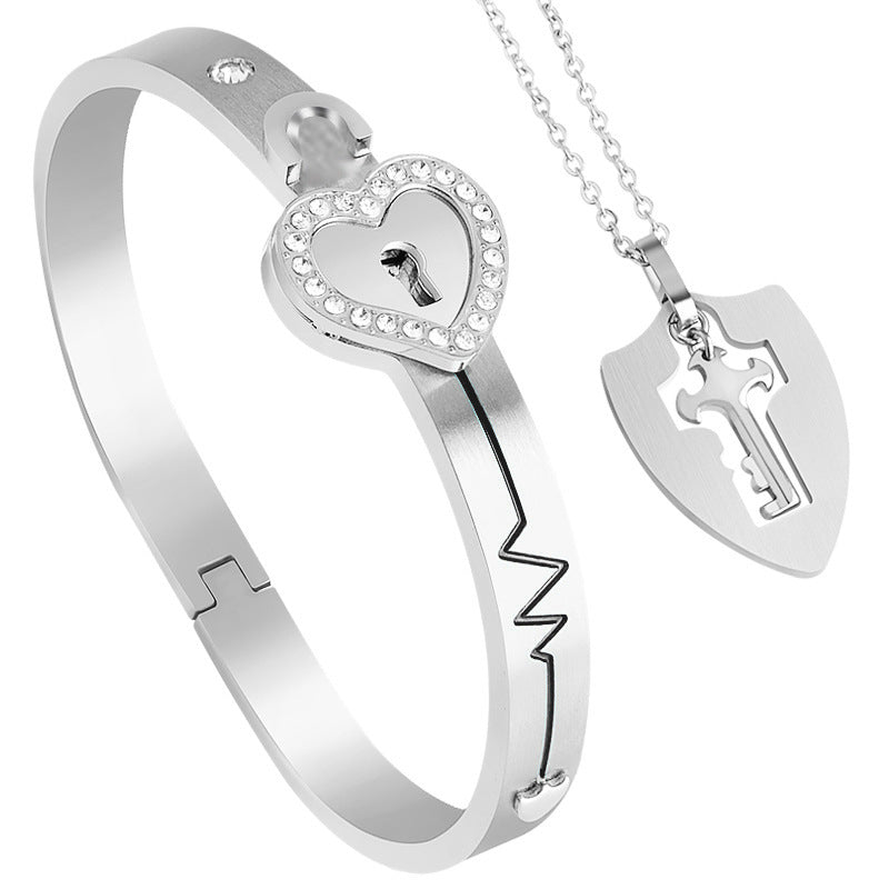 Custom Name Lock and Key Couples Jewelry Anniversary Gift