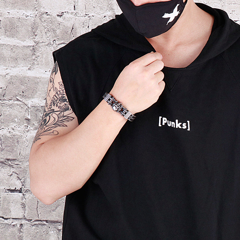 Custom Skull Hiphop Mens Fashion Bracelet 22cm