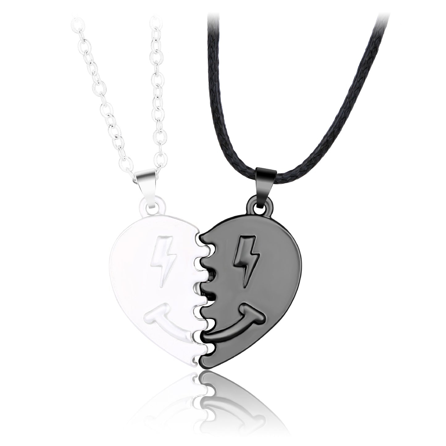 Engravable Cute Magnetic Hearts Couple Necklaces Set
