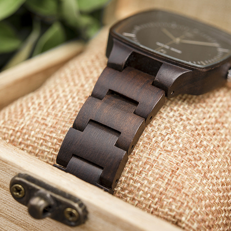 Customized Wood Couple Square Watch Set
