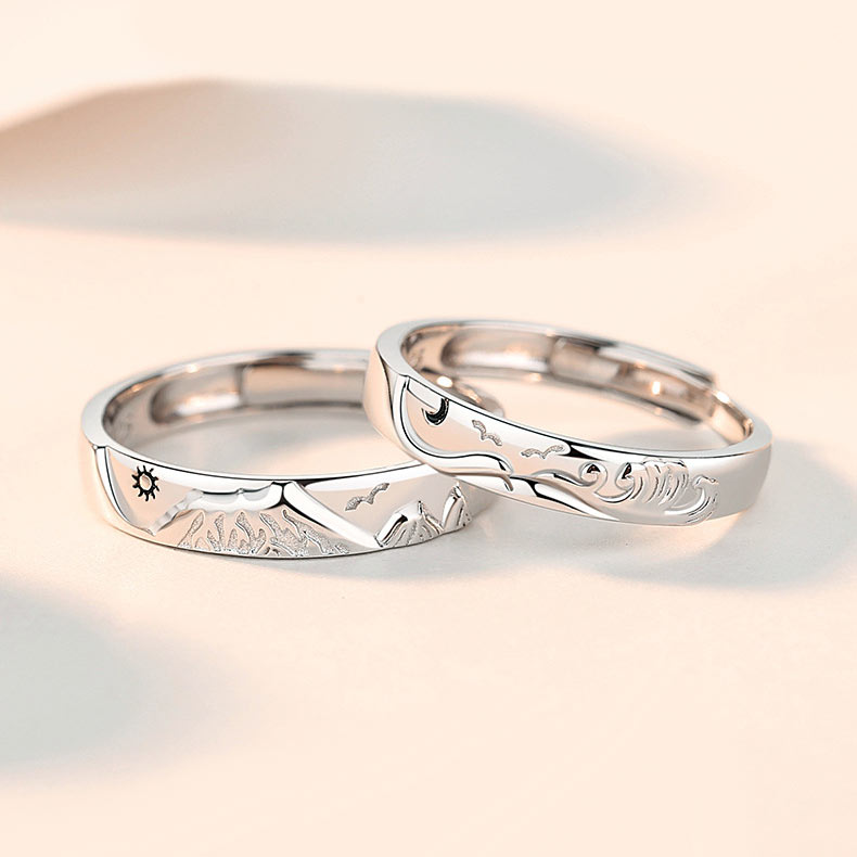 Sun and Moon Couple Wedding Bands for 2