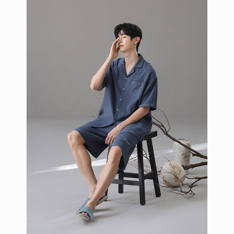 Classic Cotton Couple Pajamas - Soft Short Sleeve Set