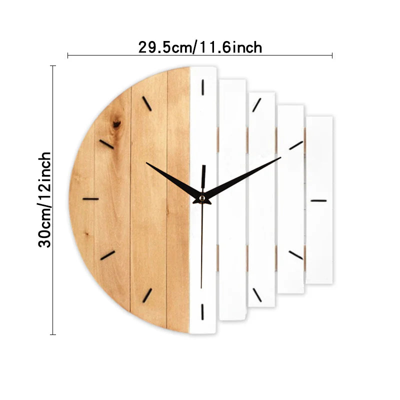 Unique Wooden Analog Silent Wall Clock — 30×30 cm