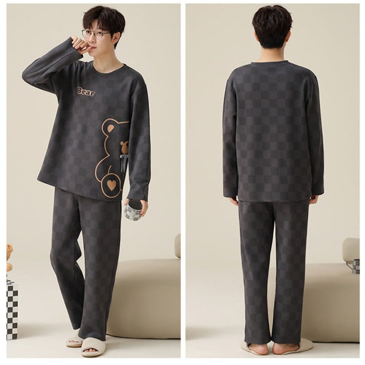 Bear Couples Matching Nightwear Pajamas Set Cotton