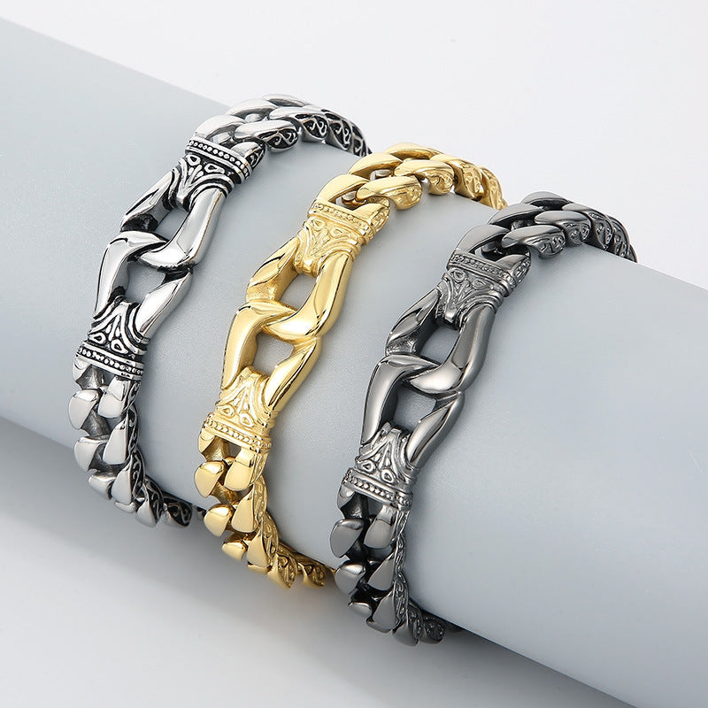 Personalized Vintage Style Mens Bracelet 22cm Stainless Steel