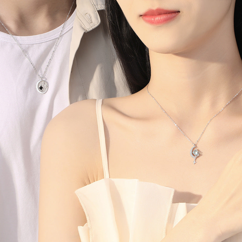 Matching Star and Moon Pendants for Couples