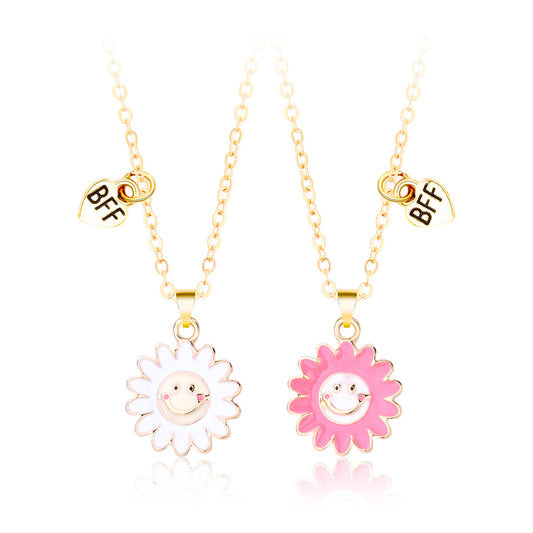 Cute Flowers Bff Necklaces Set for 2