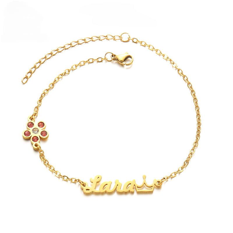 Flower Charm Name Bracelet