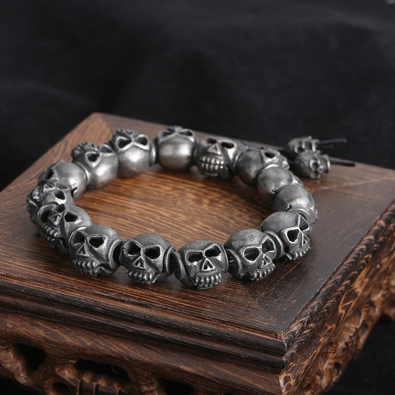 Name Initials Gothic Skulls Bracelet for Men