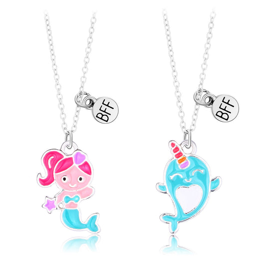 Cute Mermaid Friendship Necklaces Set for 2