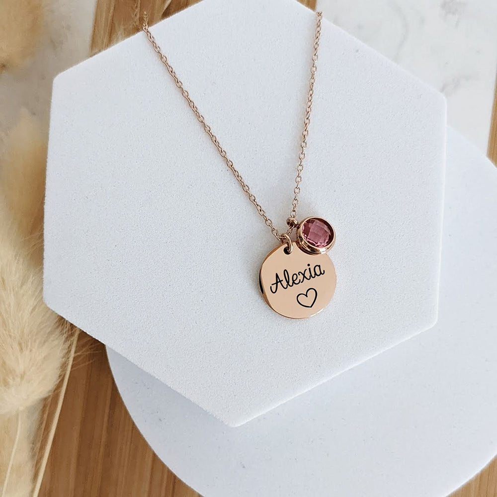 Custom Name Birthstone Dainty Necklace Gift for Her