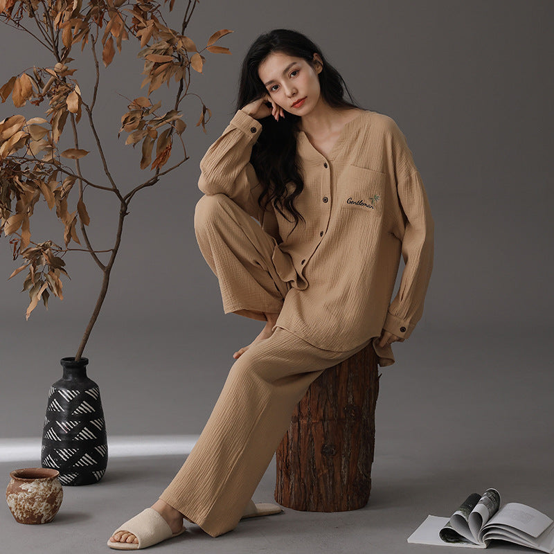 Wabi-Sabi Double-Layer Cotton Couple's Pajama Set