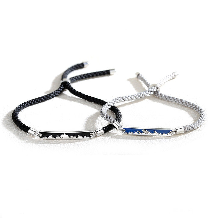 Mountain Ocean Couple Promise Bracelets Set