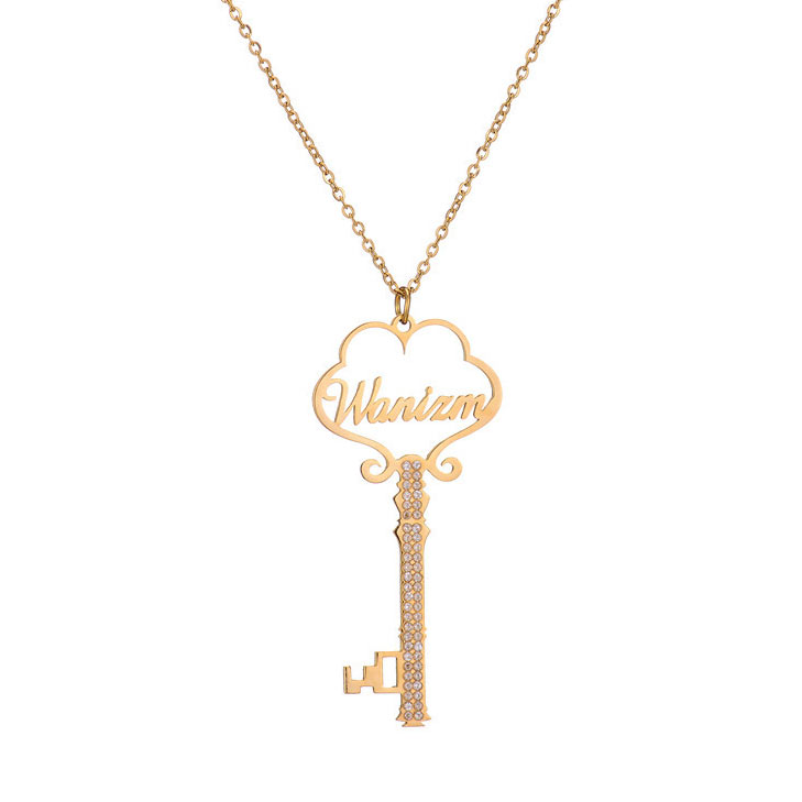 Custom Name Key Pendant Necklace for Her