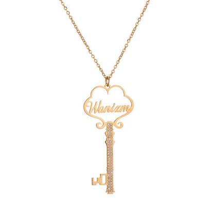 Custom Name Key Pendant Necklace for Her
