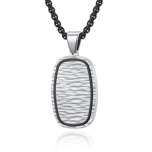 Engravable Hammered Vertical Pendant Mens Necklace
