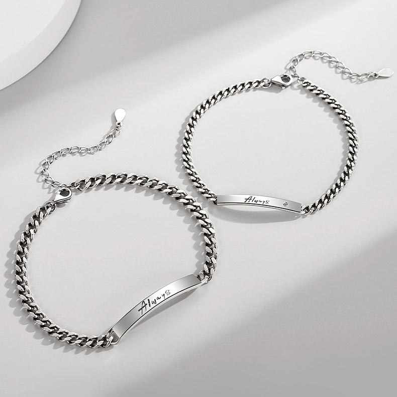 Always Engraved Couple Promise Bracelets Set