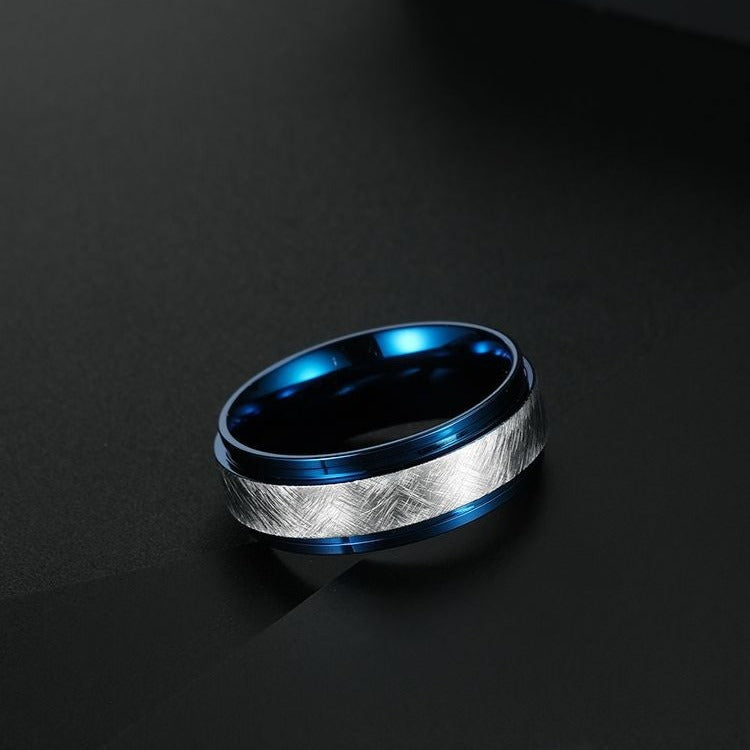 Engraved Mens Brushed Promise Ring 8mm