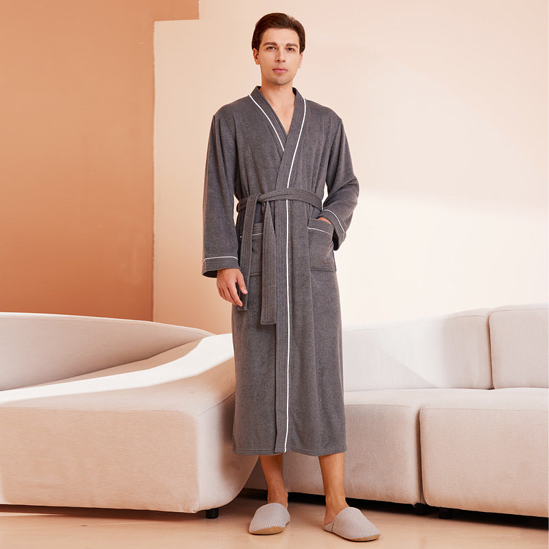 2-Piece Thickened Flannel Long Robes Nightgown Set