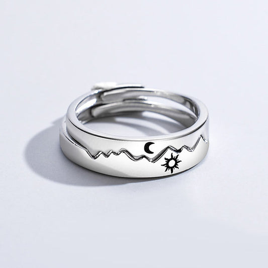 Sun and Moon Matching Marriage Rings for Him and Her