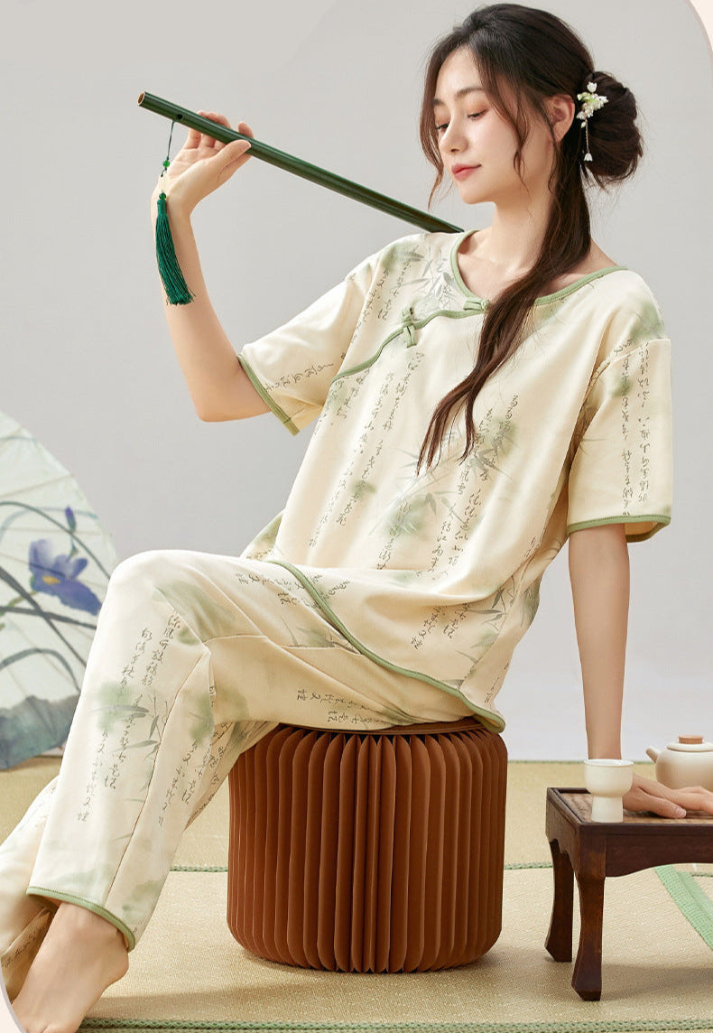 Pure Cotton Traditional Chinese Style Pajamas Set