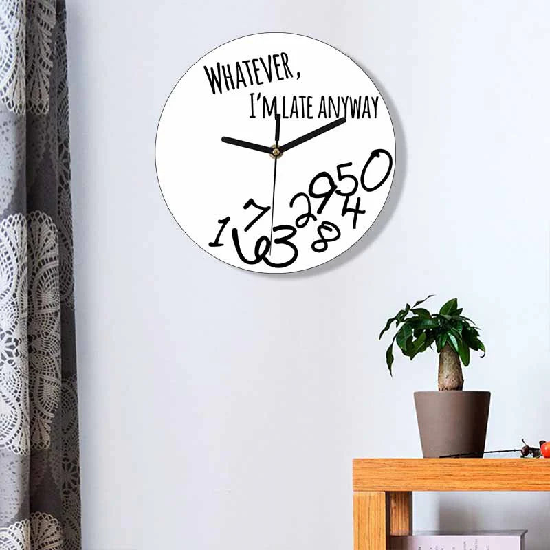 Funny Random Numbers Silent Wall Clock – “Whatever, I’m Late Anyway”