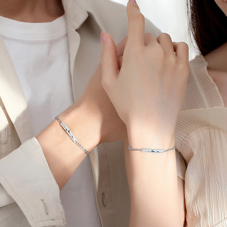 Ocean Mountain Name Plate Bracelets Set