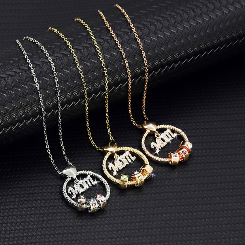 Kids Multiple Names Custom Birthstone Necklace