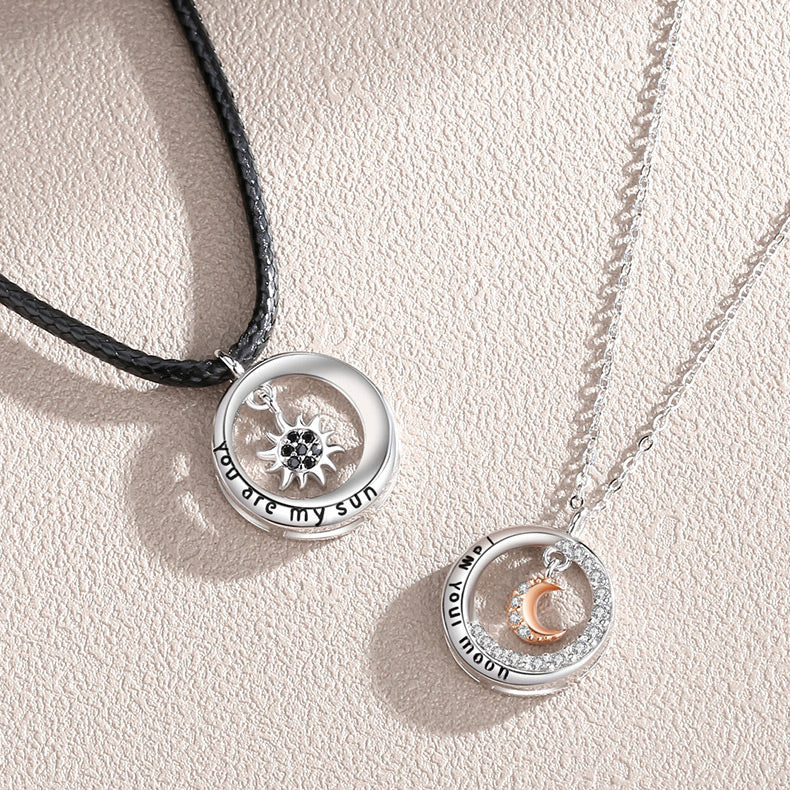 Sun and Moon Promise Couple Necklaces Set