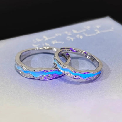 Engraved Glow in Dark Couple Rings Set