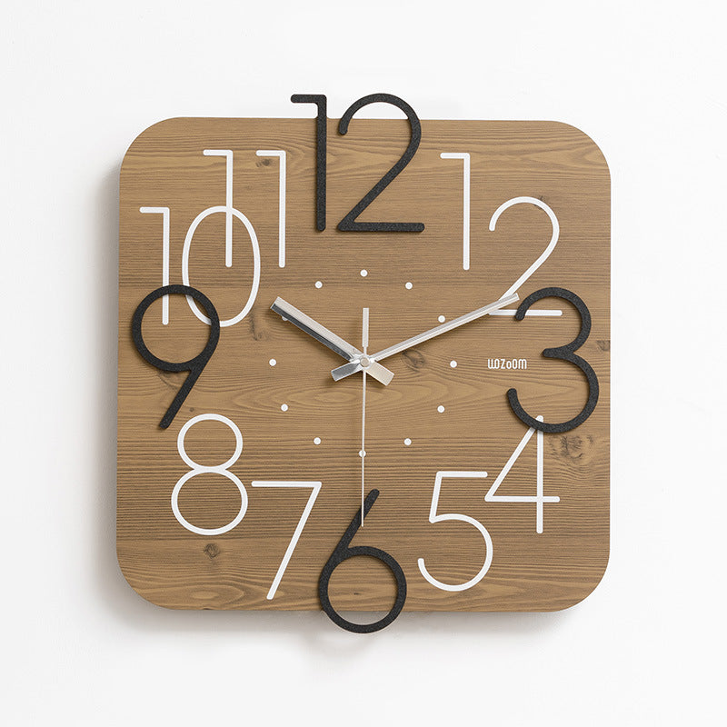 Irregular Numerals Square Analog Wall Clock