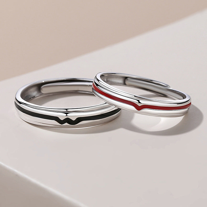 Custom Heartbeat Couple Wedding Rings